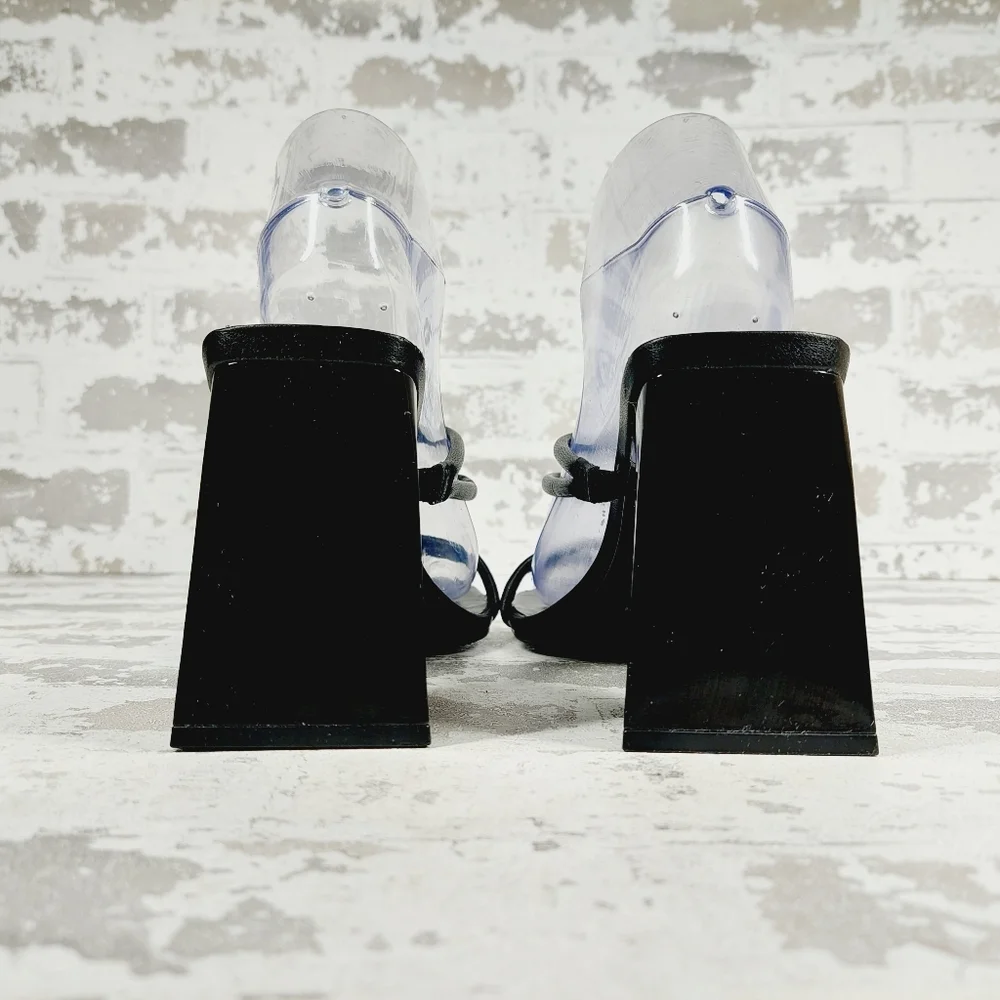 NEW Abound Austyn Black Tubular Strappy Heeled Sandals O220